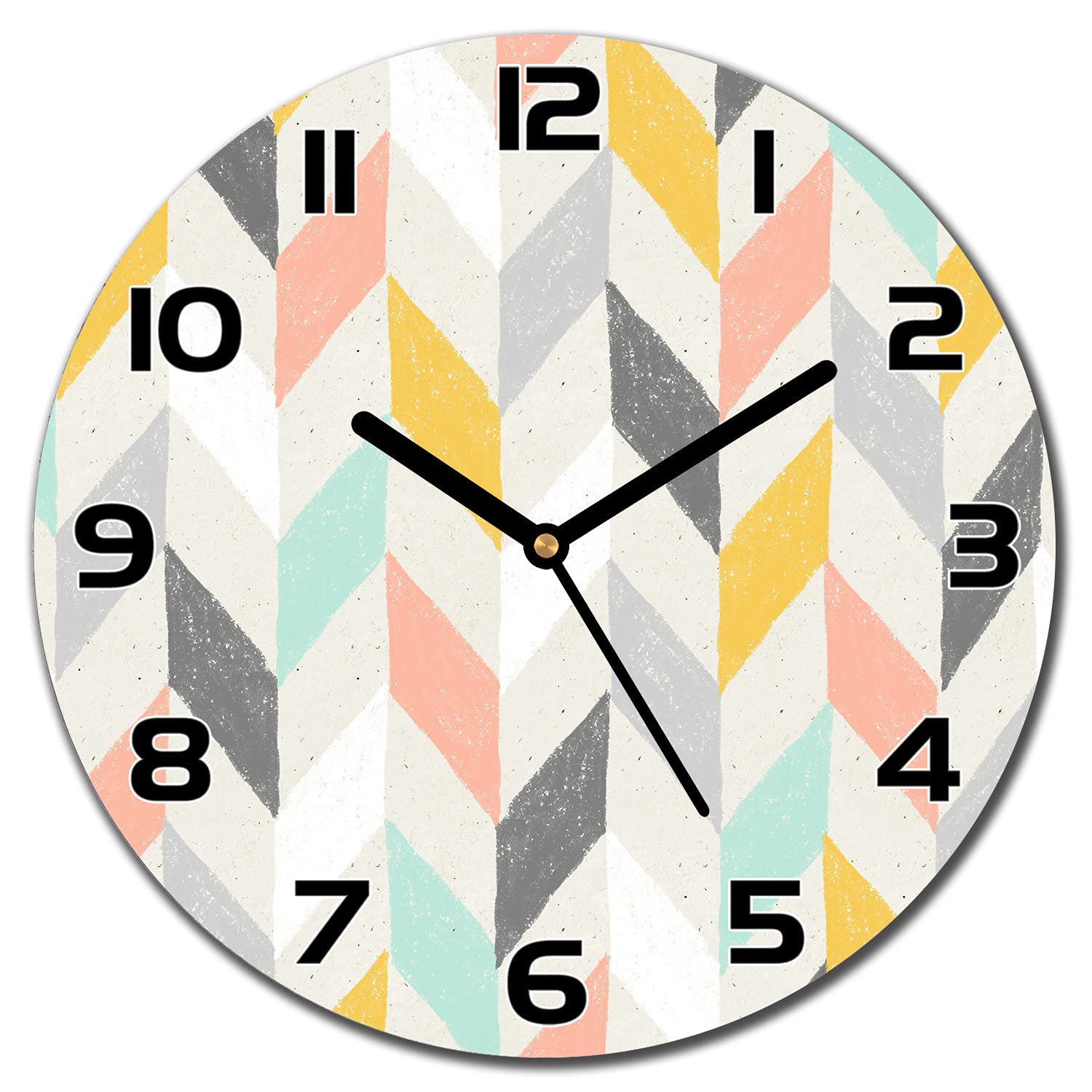 Horloge murale en verre de sécurité au design chevron abstrait
