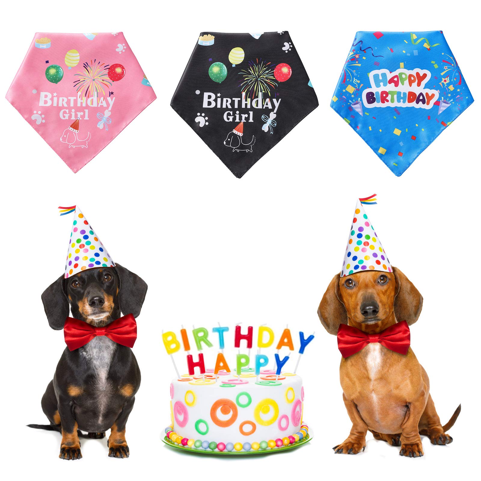 Hunde-Halstuch "Happy Birthday" In Blau | 2er Set, Wasserabweisend & Strapazierfähig – Für Kleine Bis XL Hunde