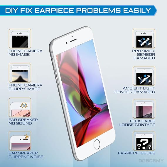 for iPhone 6s Front Camera Replacement 5MP 4.7 Repair Kit, OEM Earpiece Ear Speaker Replacement Module Part with Ambient Light Sensor Proximity Sensor Connector Fix Tools A1633 A1688 A1700