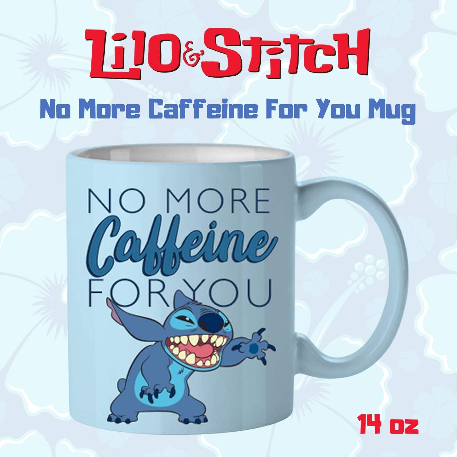 Silver Buffalo Disney Lilo and Stitch No More Caffeine for You Coffee Ceramic Mug, 1 Count (Pack of 1)