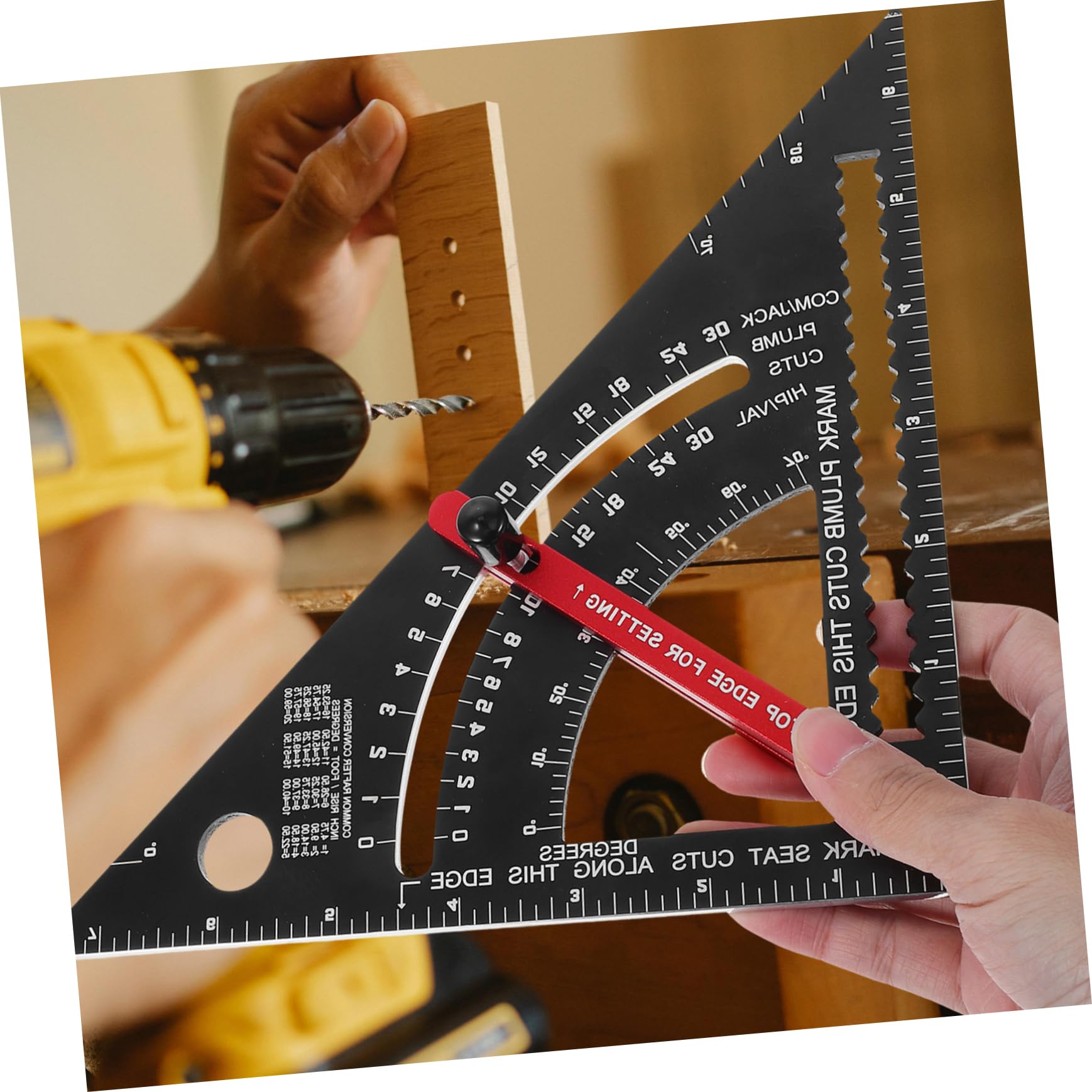 Artibetter 2pièces Équerre de Menuisier Réglable Triangle Aluminium Stylo à Bille Rouge Échelle Métrique Outils Multifonctions