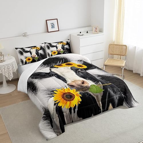 Miniatura 4 de Erosebridal Edredón con estampado de vaca, tamaño individual, juego de ropa de cama de vaca de las tierras altas, edredones y juegos de ropa de cama