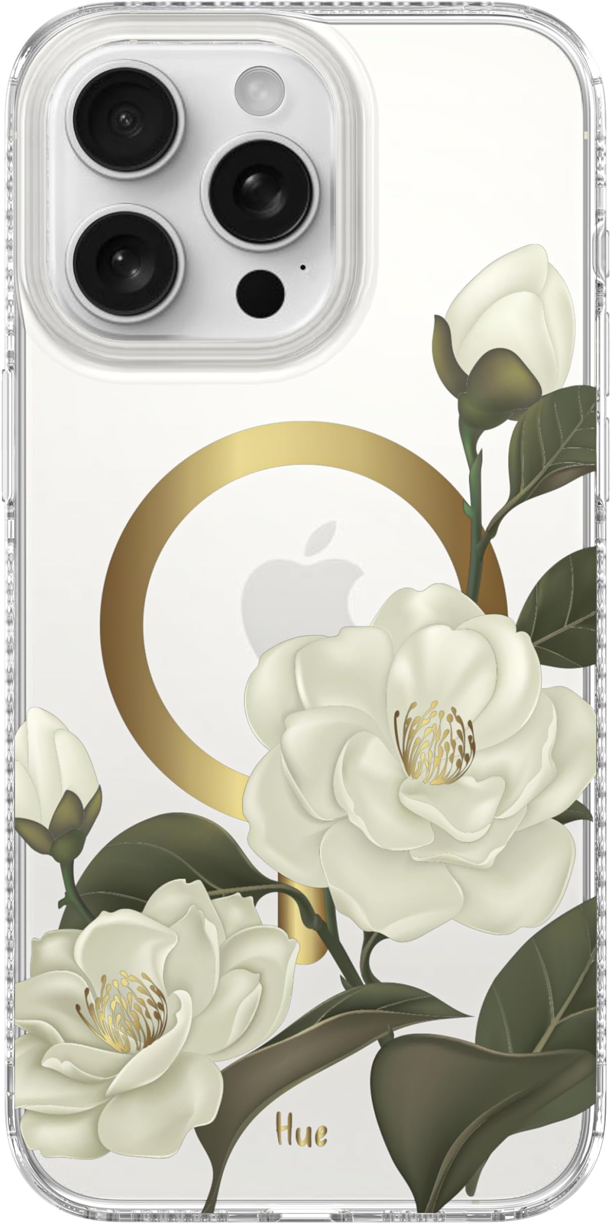 LONLI Hue - for iPhone 15 Pro Case [Compatible with Magsafe] - Camellia Phone Case - [360° Shock-Absorbent Bumper] - Cute, Unique and Aesthetic Phone Cover for Girls and Women