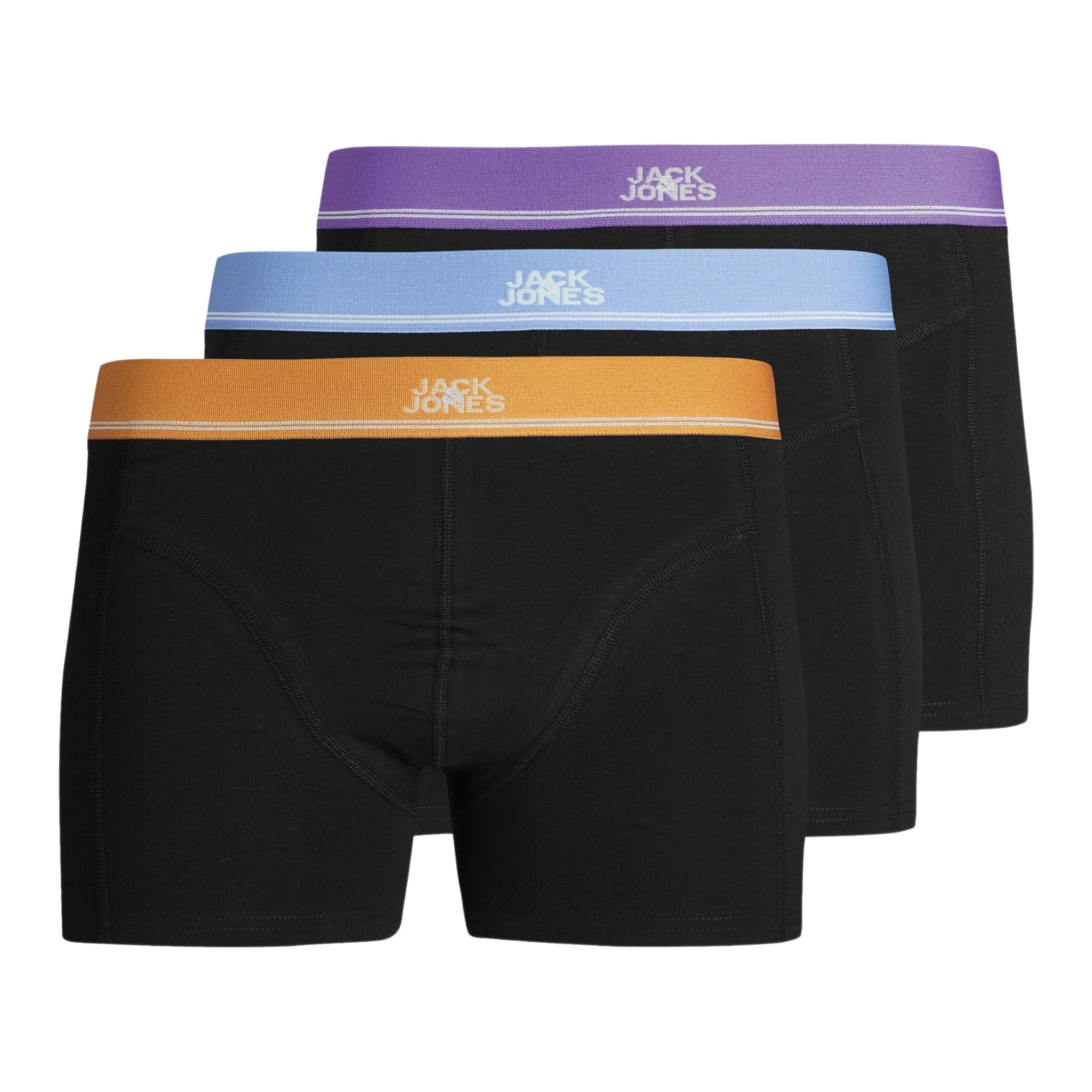 JACK & JONES Jackonga Solid Trunks Pack of 3, Deep lavender/pack: black - black, S