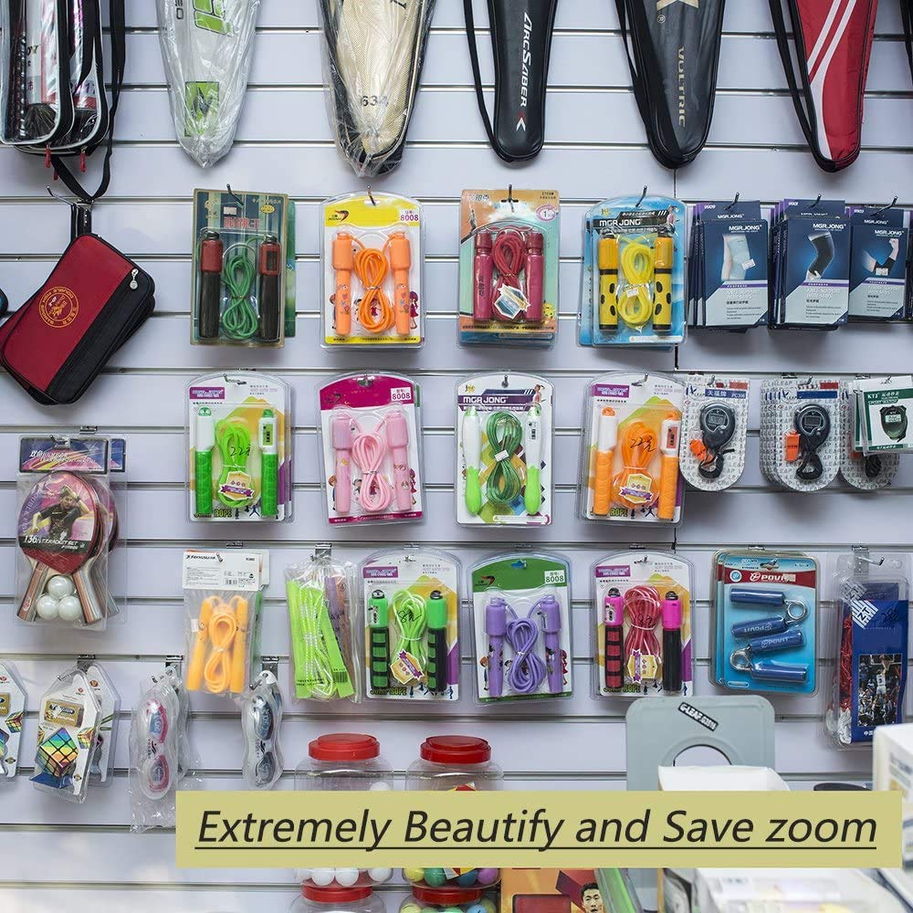 uyoyous Set di 100 ganci da parete per display Slatwall Hake 20 cm, ganci per slatwall, ganci da parete per attrezzi, per pareti lamellari in metallo per garage Retail Store