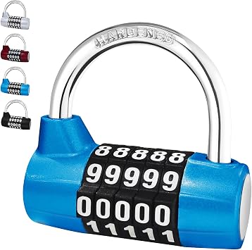 5 Digit Combination Padlock, School Locker Use, U-Shaped Letter Lock, Word Lock for Escape Room, Indoor/Outdoor Use, Blue