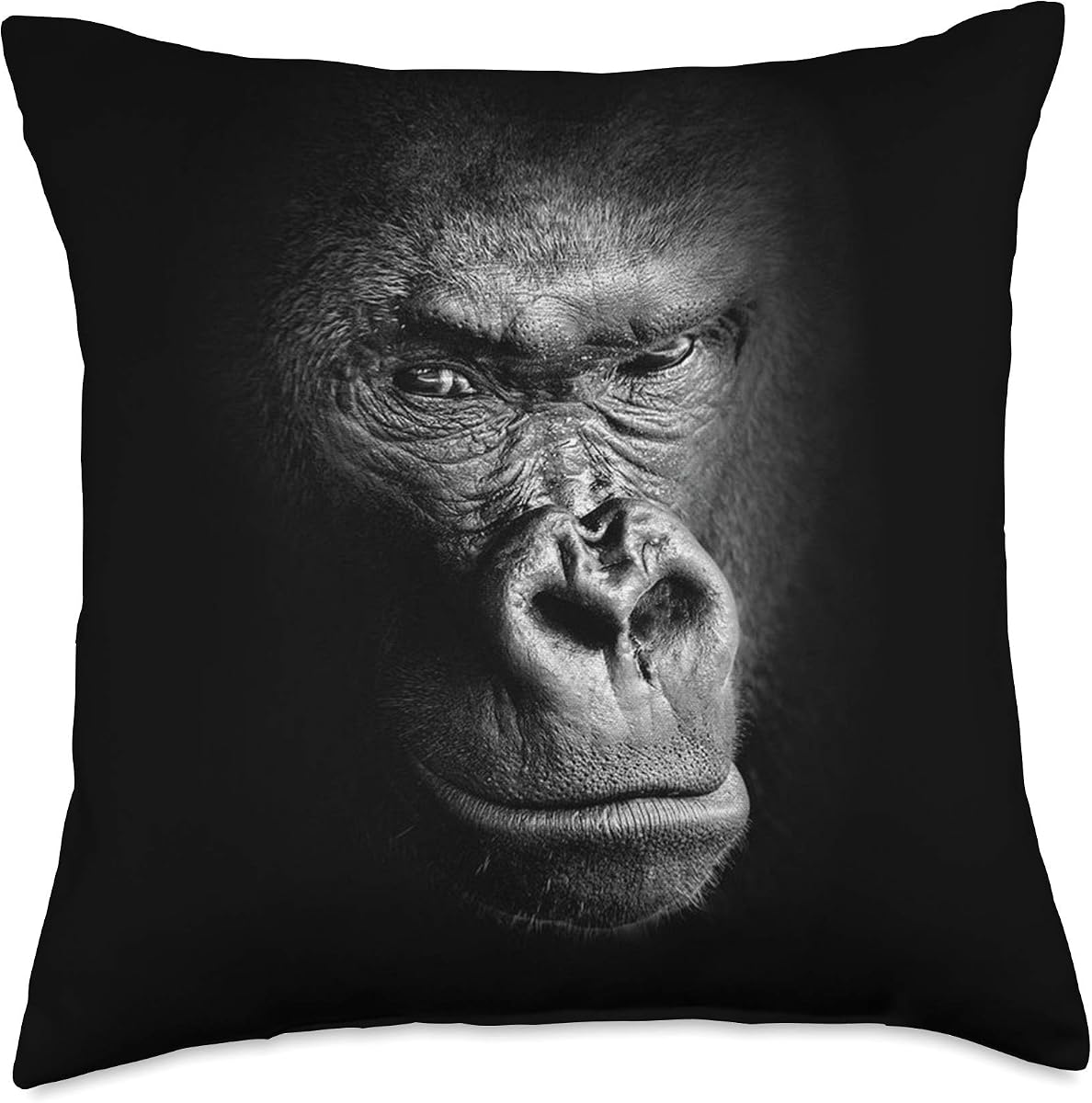 Black Gorilla Image Peaceful Gorillas Picture Ape Powerful Throw Pillow