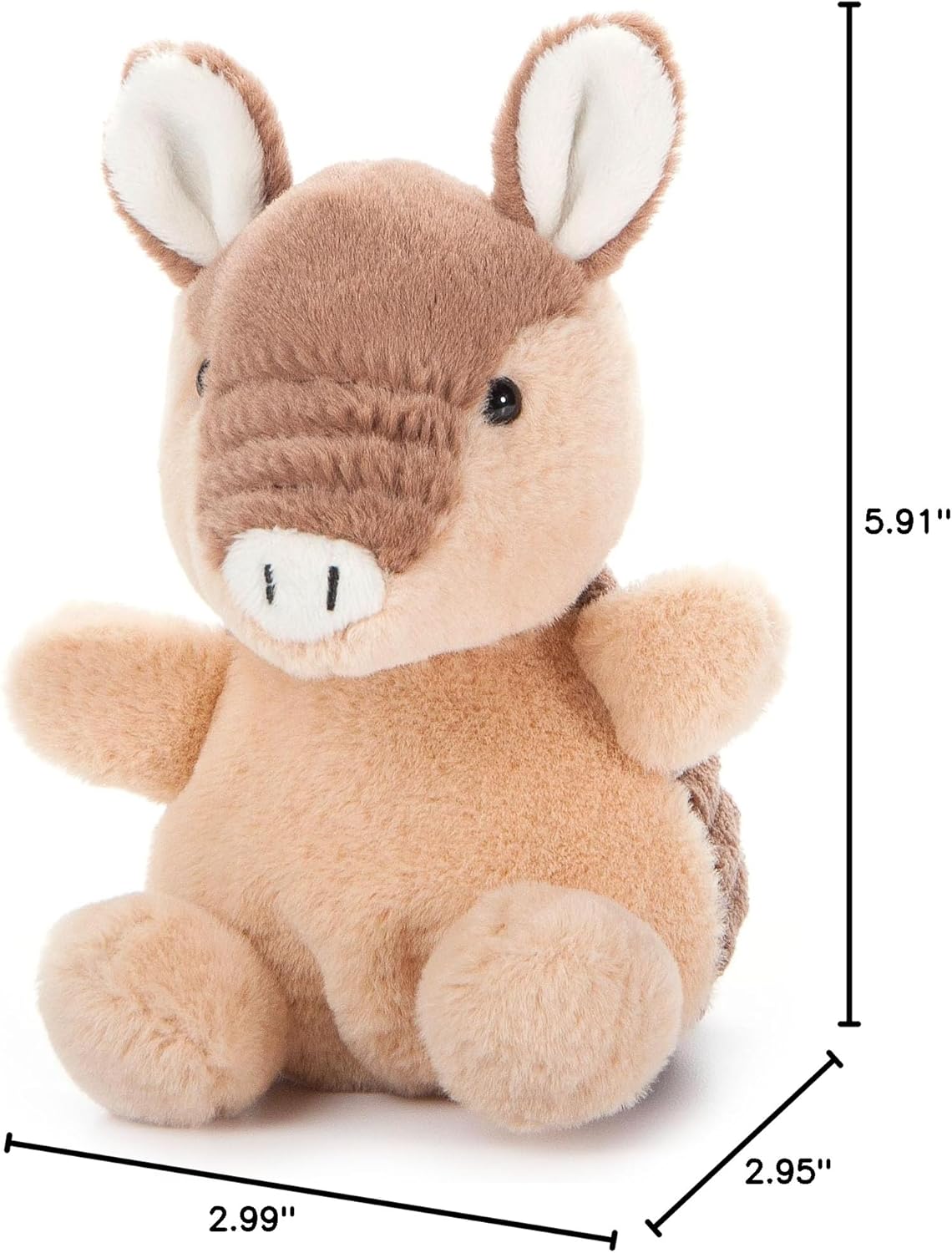 The Petting Zoo Armadillo Stuffed Animal Plushie, Gifts for Kids, Nuggetz Wildlife Animals, Brown Armadillo Plush Toy, 6 inches