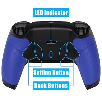 eXtremeRate Blue Rubberized Grip Programable RISE4 V3 Remap Kit for PS5 Controller BDM-030 040 050 Models, Upgrade Board Black Redesigned Bottom Shell 4 Back Buttons Set for PS5 Controller