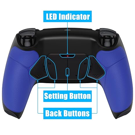 eXtremeRate Blue Rubberized Grip Programable RISE4 V3 Remap Kit for PS5 Controller BDM-030 040 050 Models, Upgrade Board Black Redesigned Bottom Shell 4 Back Buttons Set for PS5 Controller