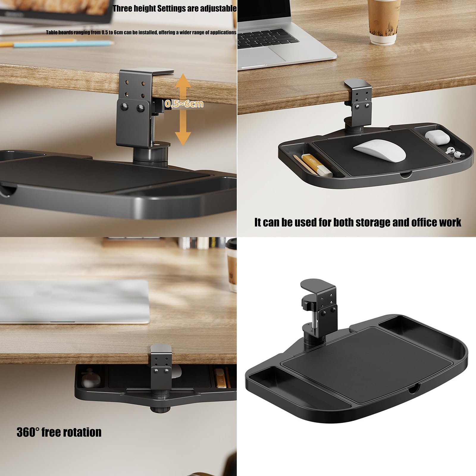Organizadores de escritorio giratorios de 360 grados con configuración y sección de almacenamiento multiusos, organizadores giratorios ajustables