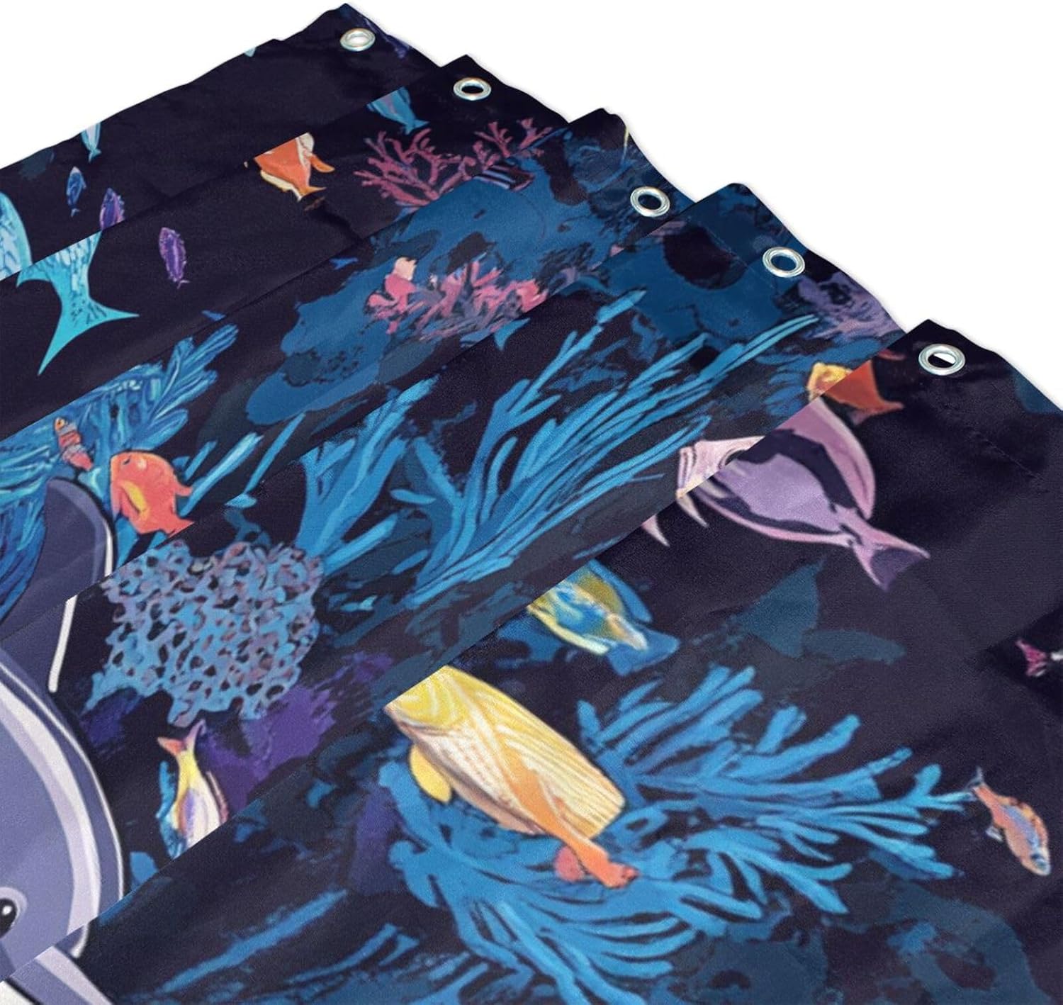 66x72 Inch Water Resistant Shower Curtain Set with Hook A Dolphin Polyester Curtain Cloth Washable Large Liner for Bathroom Curtain