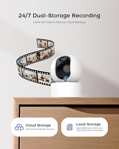 Miniatura 7 de PGST Cámara de seguridad para el hogar en interiores, cámara de seguridad WiFi para el hogar 1080P audio bidireccional, visión nocturna, sensor de