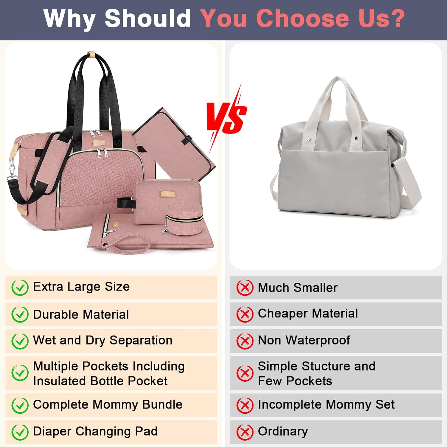 ITIEZY Diaper Bag Tote for Baby - Large Mommy Bag with Portable Changing Pad Pacifier Case, Hospital Bags Travel Baby Bag - Image 7