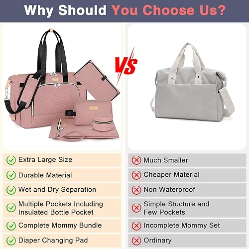 Miniatura 7 de ITIEZY Bolsa de pañales para bebé Bolsa grande para mamá con cambiador portátil para chupete, bolsas de hospital, bolsa de viaje para bebé