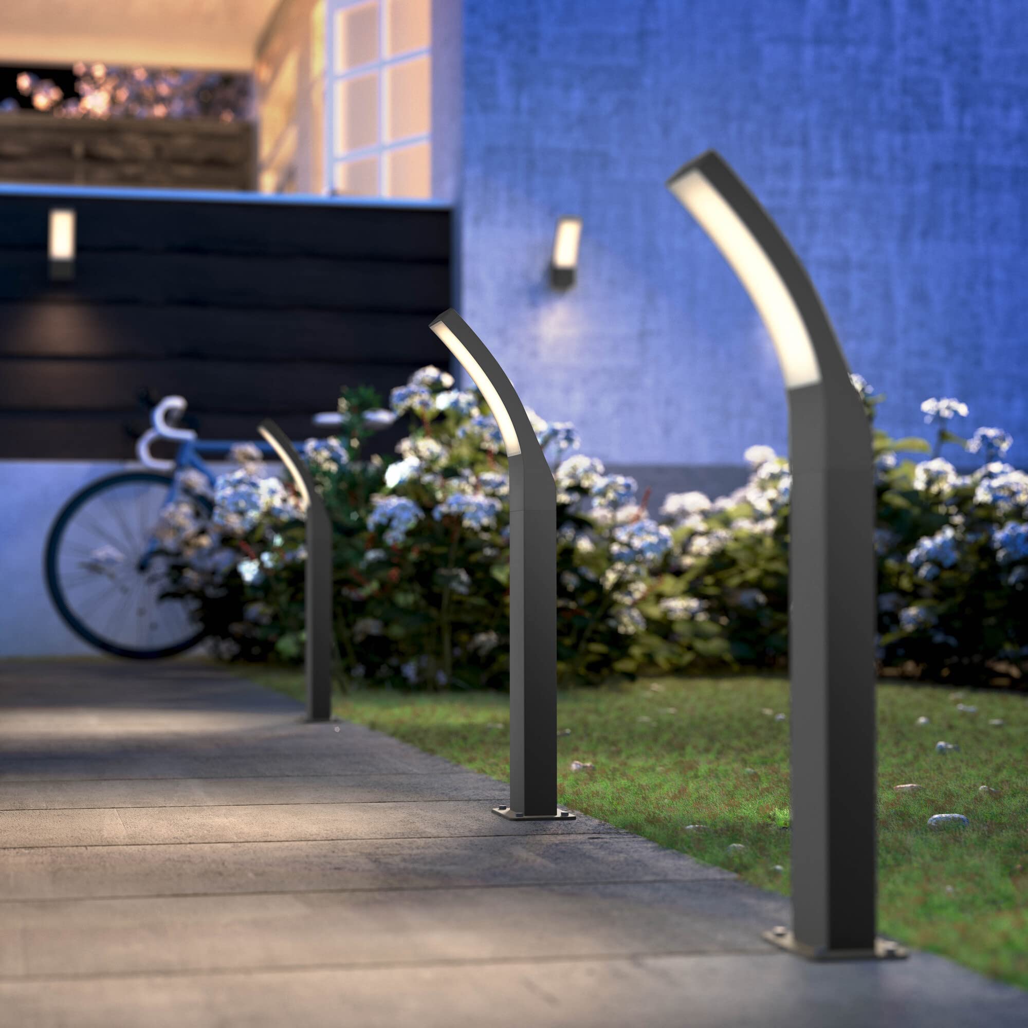 Philips Lighting - Pedestal Splay, lámpara LED de exterior, color antracita, luz blanca cálida, 12W