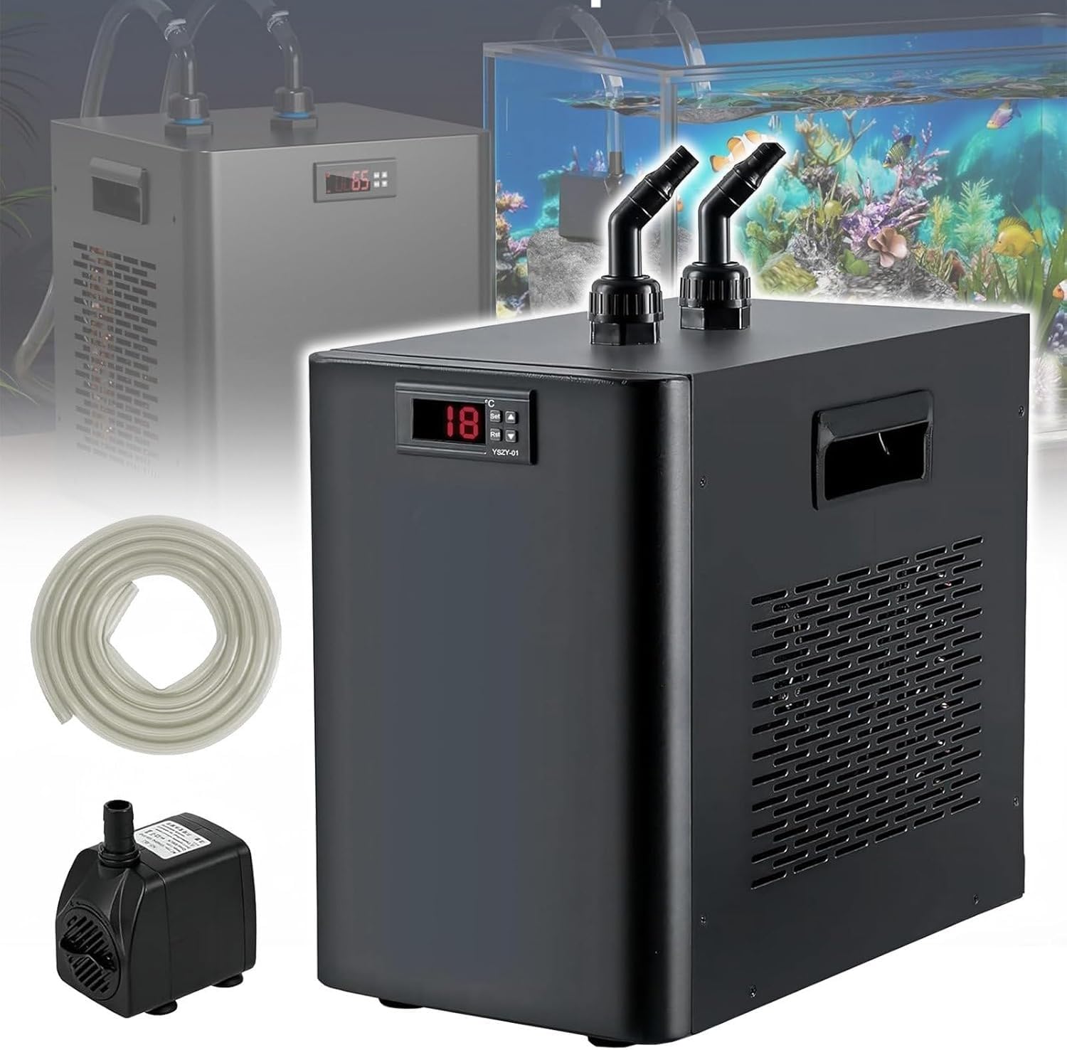 Enfriador de agua para acuario, 1/10HP 1/3HP 1/2HP para peceras, compresor silencioso, incluye mangueras y bombas