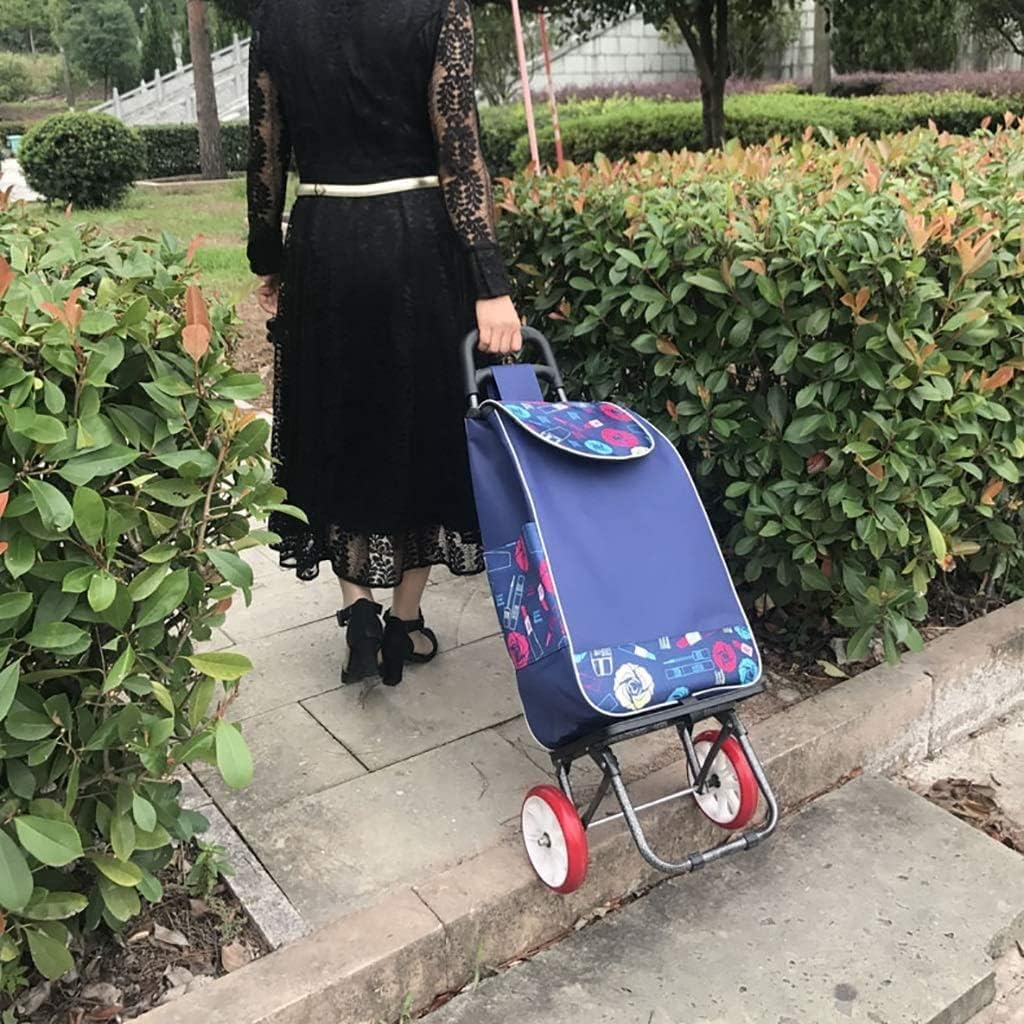 Hand Trucks Lightweight Grocery Carts, Folding Household Shopping Carts, Grocery Basket Portable Elderly Supermarket Trailers Household Silent Trolleys, Folding Trolleys(F)