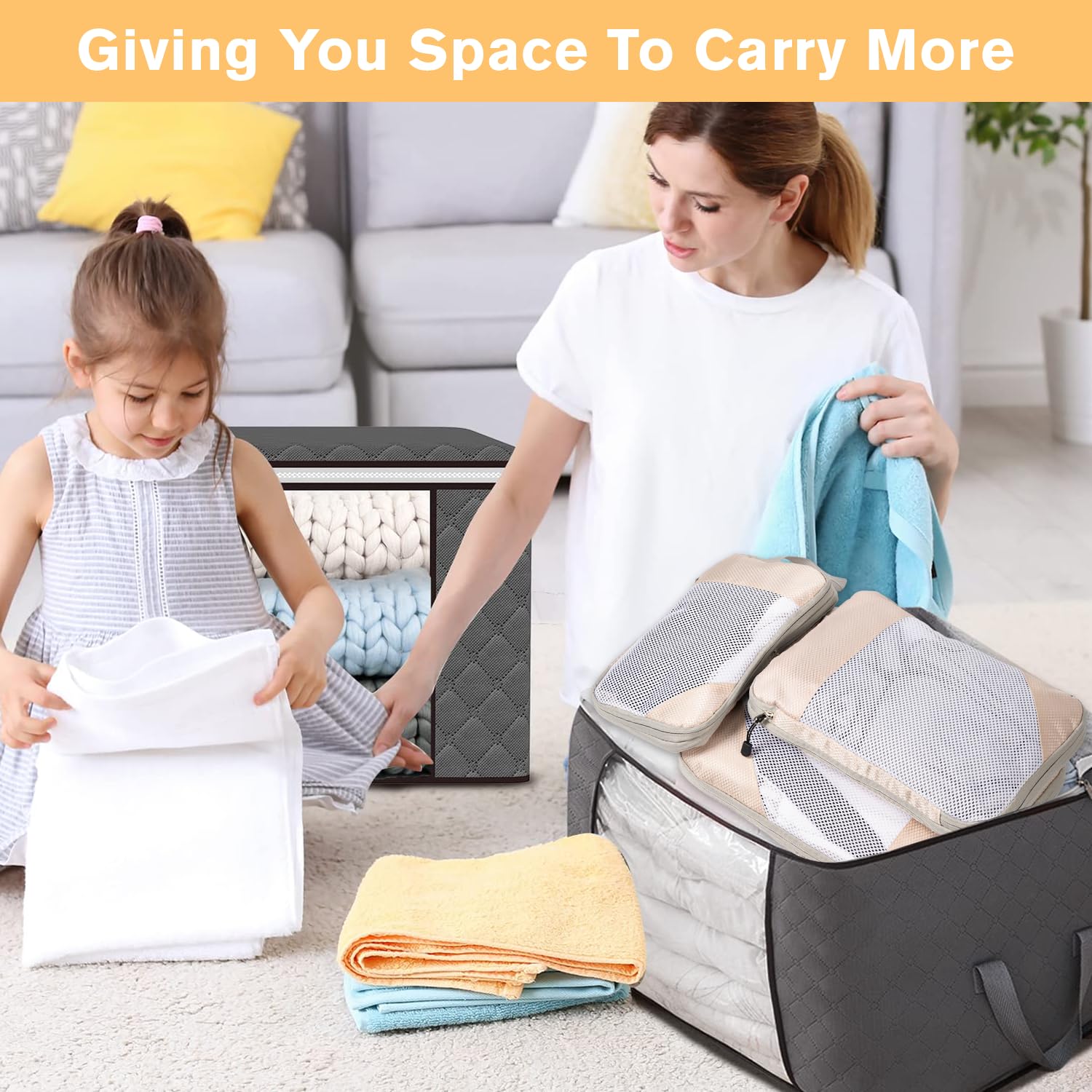 Organizer Valigia Salvaspazio Organizer Viaggio Organizer Valigia Compressione Viaggio Accessori Utili Impermeabile Viaggio Borse per Biancheria Intima Calzature Vestiti Tessuto, Beige 3 Pezzi