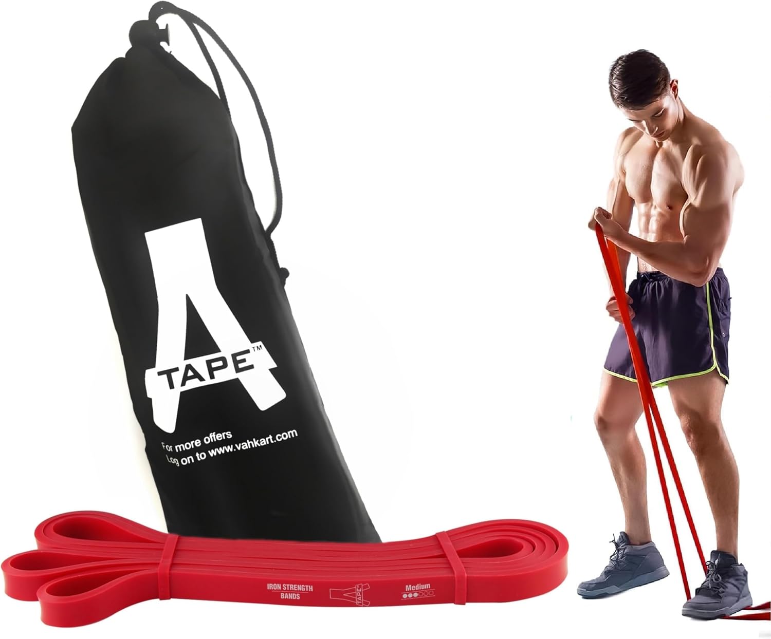 A-TAPE Heavy Iron Strength Resistance Super Loop Band for Workout Exercise, Fitness, Pull Up, Gym for Men & Women (41 inch)