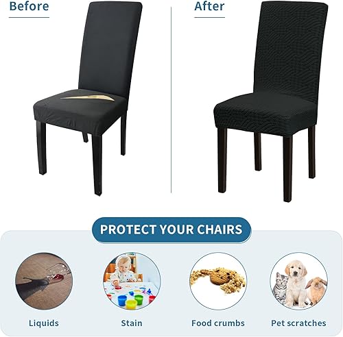 Miniatura 176 de Juego de 6 fundas elásticas para sillas de comedor, extraíbles y lavables, para sillas de comedor, hotel, ceremonia