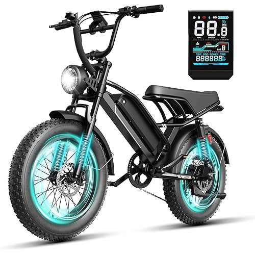 Electric Bike for Adults, Ebike 2000W/1500W Peak Motor, E Bike 32/28MPH Top Speed, Up to 55-80 Miles Range, 20"/16" Fat Tire, 48V Removable Battery, All Terrain Electric Dirt Bike