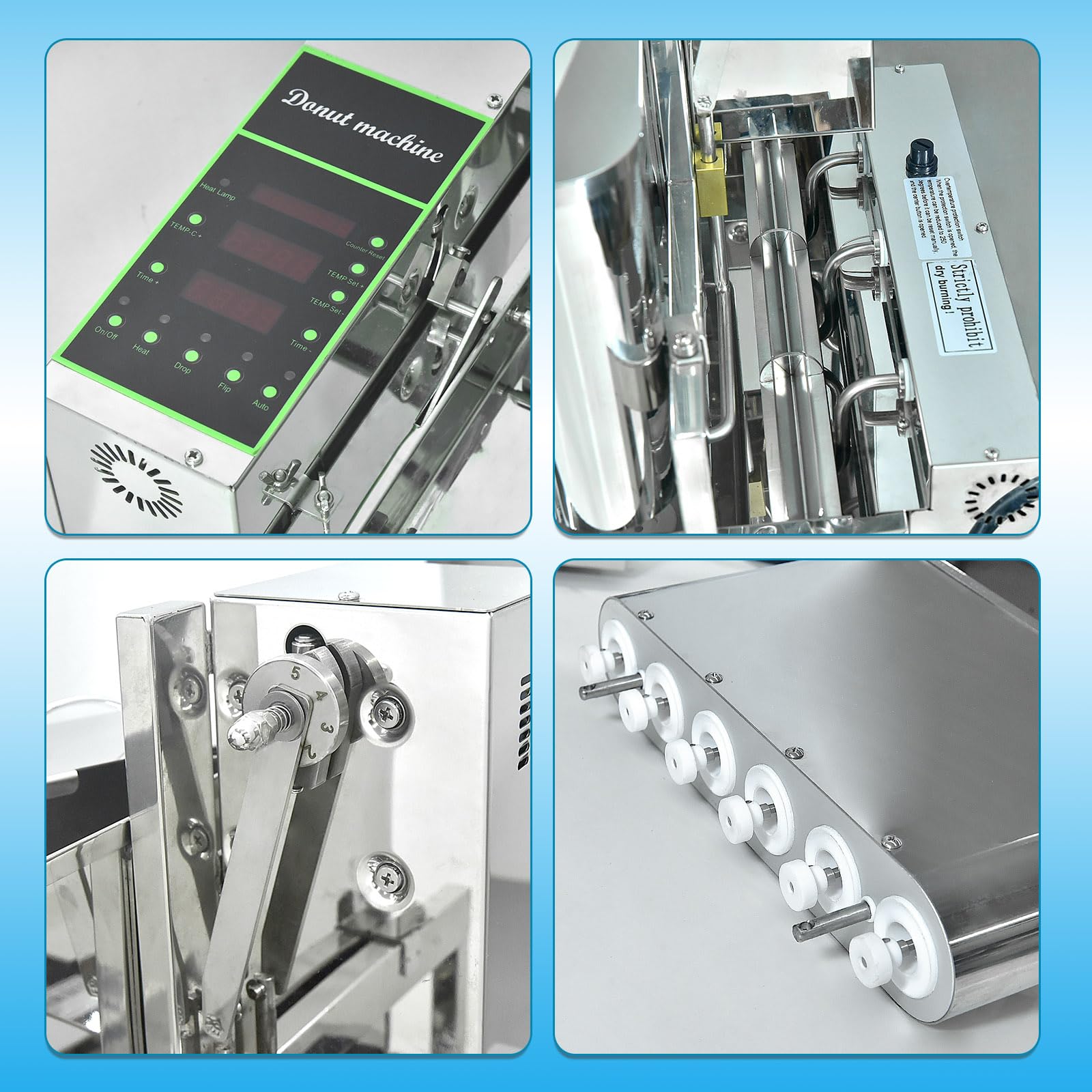 Kolice Commercial 2600pcs/hour Mini 6 Rows Donuts Machine, Doughnut Maker, Frying Donuts Maker, Mini Donut Maker, Street Food Snack Food Equipment
