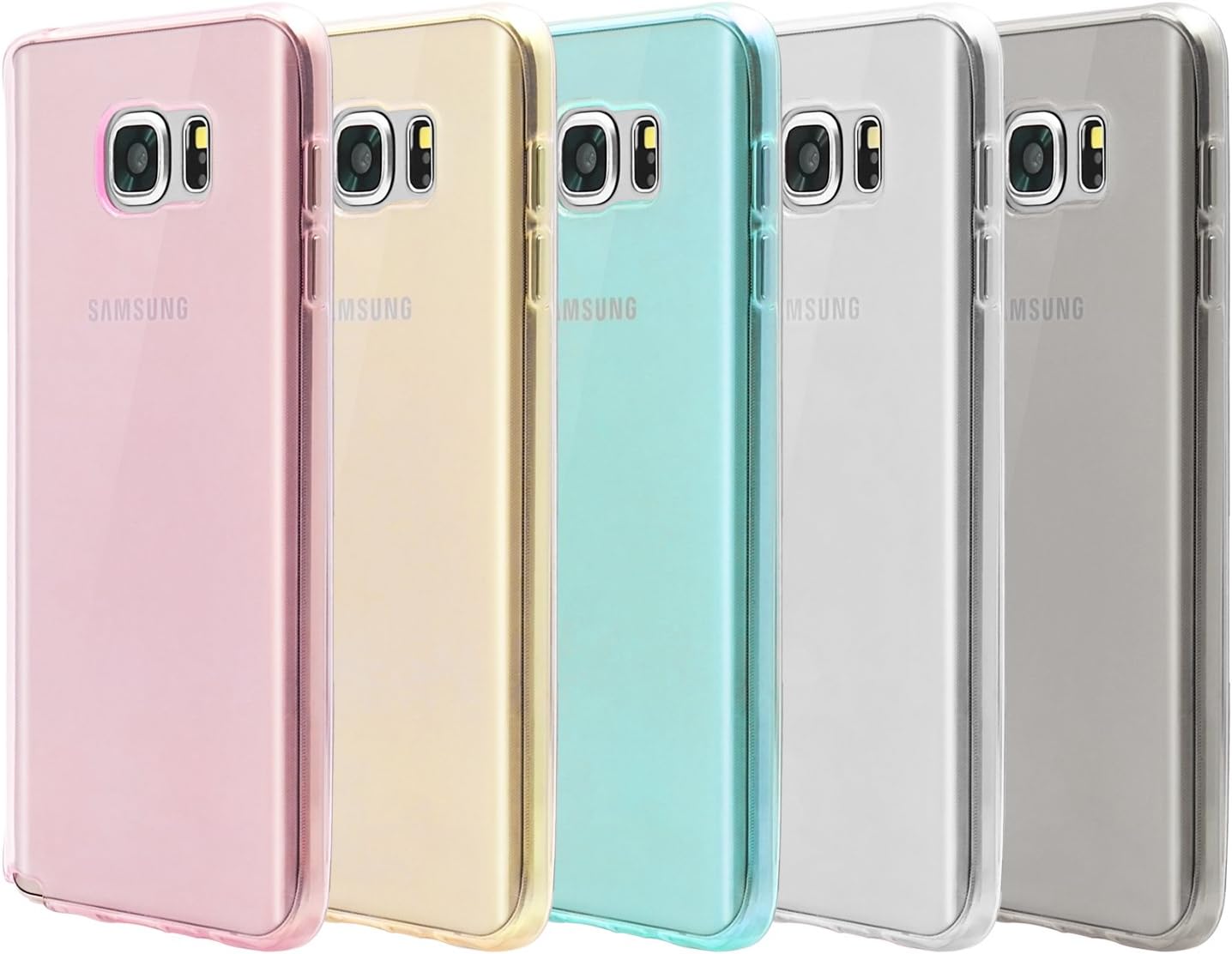 Note 5 Case, Pofesun Crystal Clear Case for Samsung Galaxy Note 5, Scratch Resistant TPU Gel Bumper Soft Skin Silicone Protective Cover-5 Pack(Clear, Blue, Pink, Grey,Yellow)