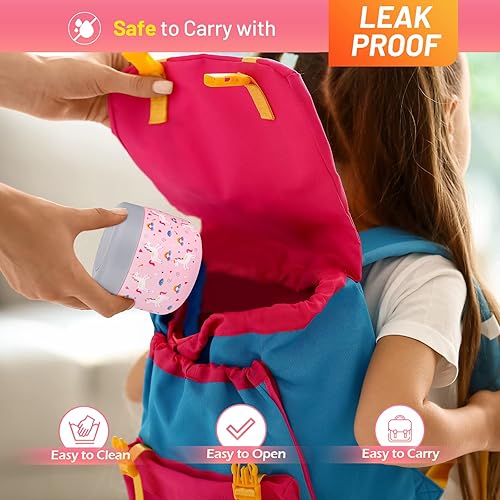 Miniatura 5 de Charcy Tarro de alimentos aislado al vacío de acero inoxidable para niños, de 9 onzas, boca ancha a prueba de fugas, juego de recipientes para 8