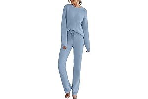 MEROKEETY Womens Fuzzy Fleece Long Sleeve Loungewear Set