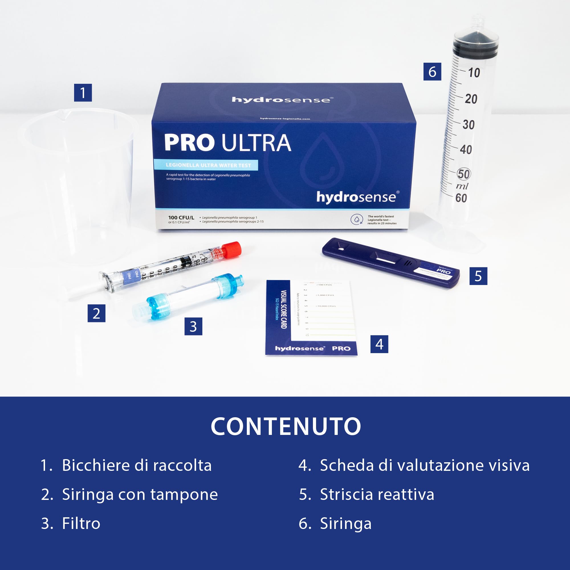 PRO Ultra – Kit di test Legionella per acqua, sensibilità 100 UFC/L, risultati in 25 minuti, monouso