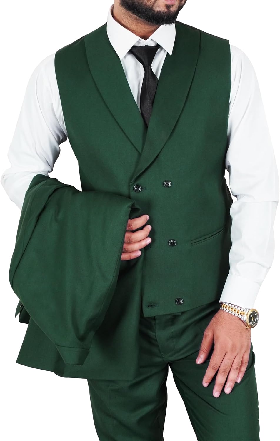 Mens 3 Piece Suit Slim Fit Elegant Business Wedding Groom Prom Party Blazer Vest and Pants Dinner Tuxedo Suit Set - Image 4