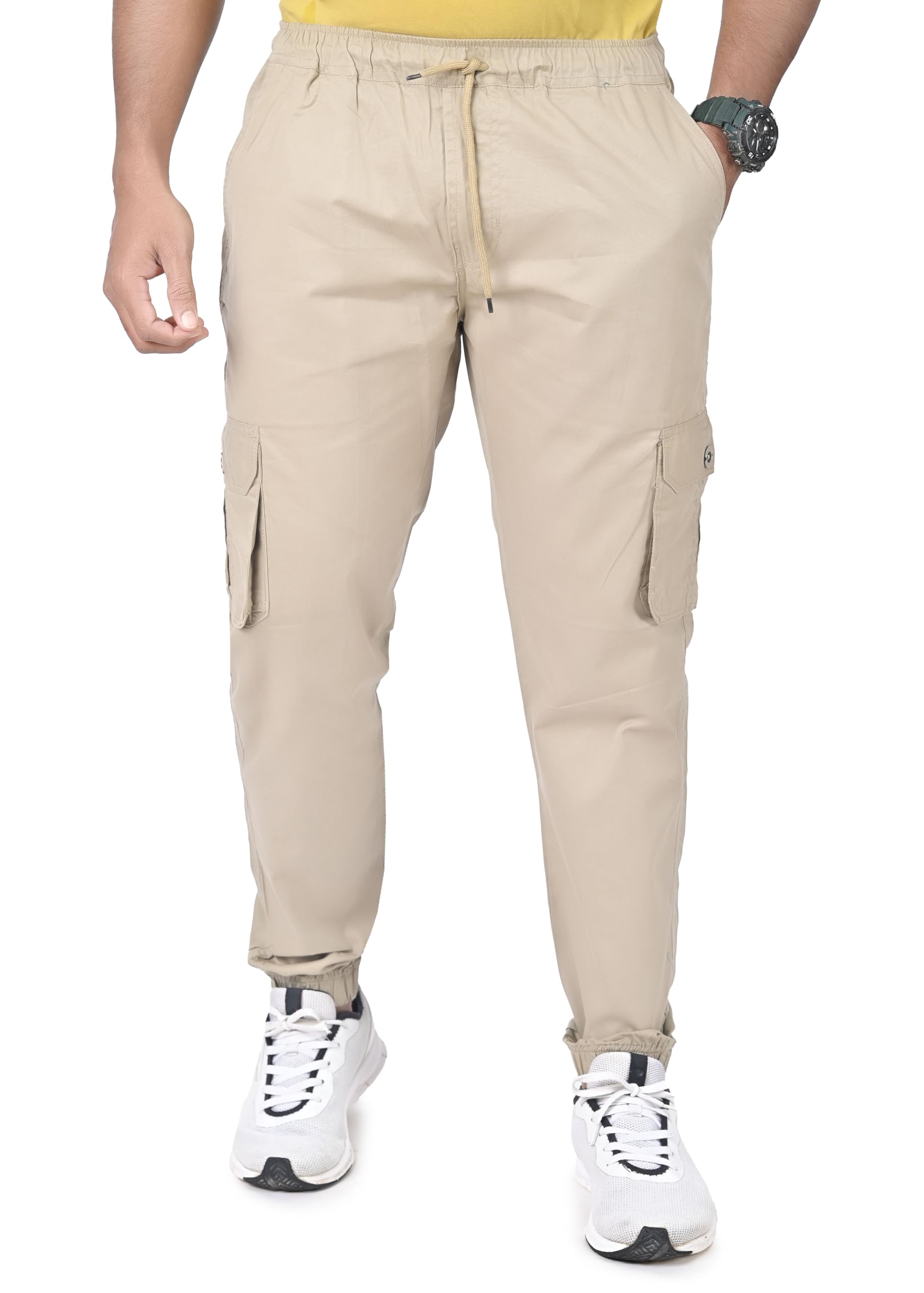 Cargo for Men | Cotton Cargo Pant | Casual Trousers | Cargos for Men | Elastic Waist Drawstring | Multi Pocket | Track Pants | Comfortable for Travel Gym Outdoor-picture-17