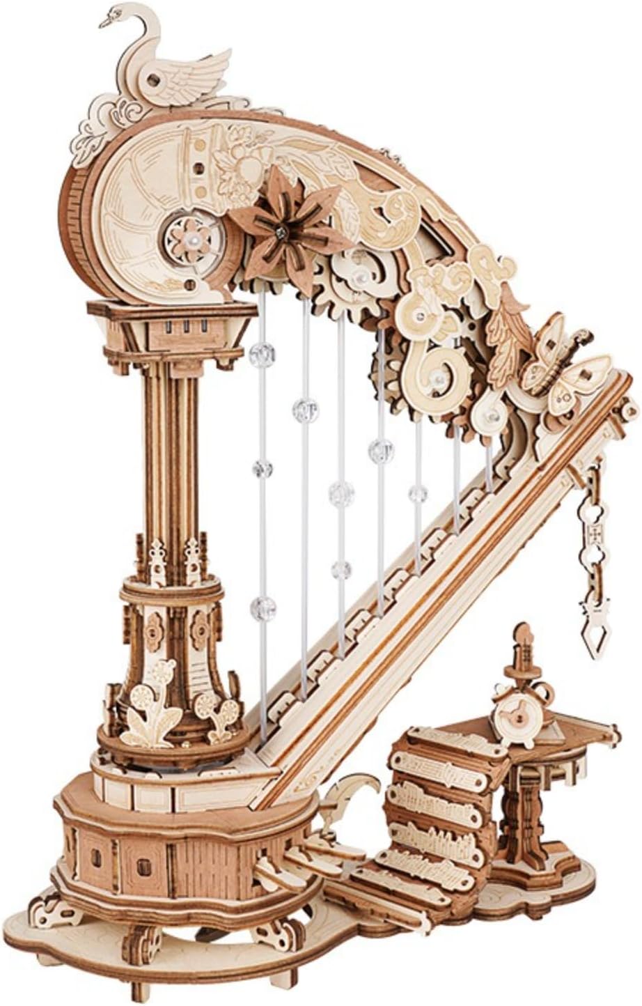 DIY Craft Kits for Adults 3D Wooden Puzzles - Magic Harp Music Box Mechanical Model Kit Self-Playing Musical Instrument Home Decor Birthday Gifts Hobbies for Men Women