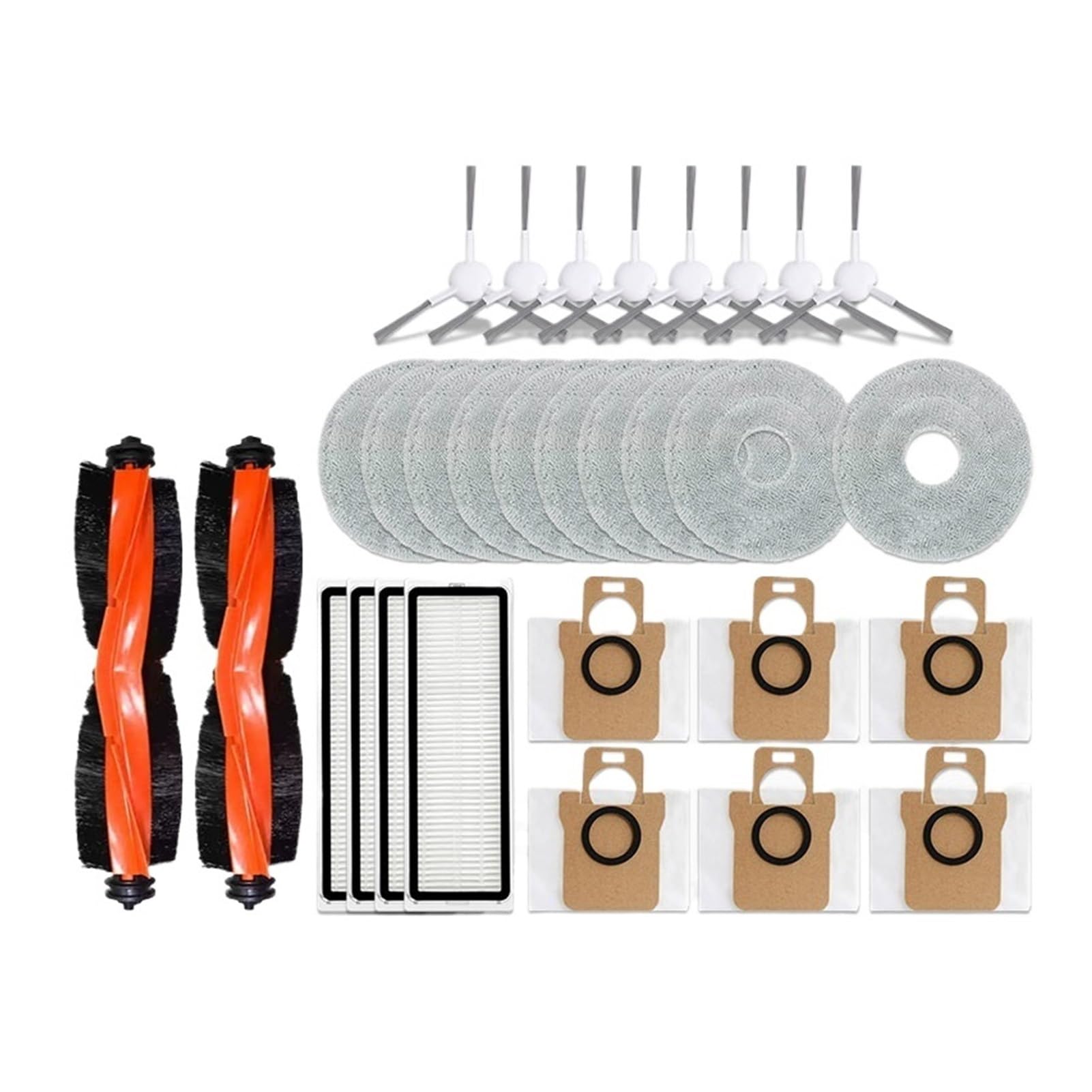 Compatible con Xiaomi Robot Aspirador X20+ / X20 Plus Piezas Accesorios Cepillo Principal Cepillo Lateral Filtro HEPA Paño de Fregona Bolsa de Polvo Repuesto(Combination Pack 4)