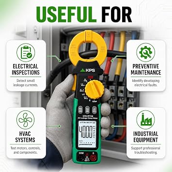 KPS PF740 True RMS Leakage Clamp Meter, 0.001mA Resolution, CAT III | Professional True RMS leakage clamp meter for accurate electrical diagnostics and fault detection.
