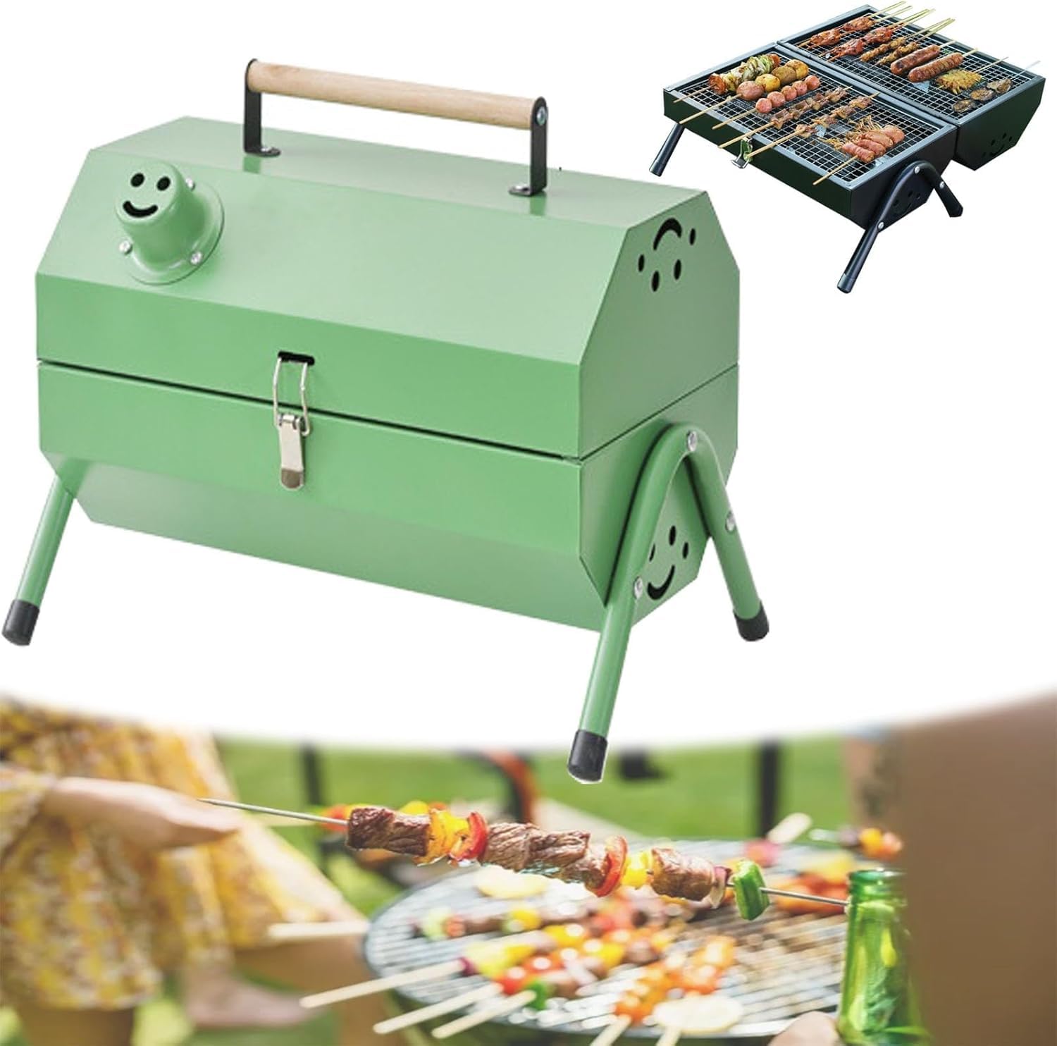 Przenośny dwustronny grill na węgiel drzewny na kemping, piknik, imprezy i podróż kamperem