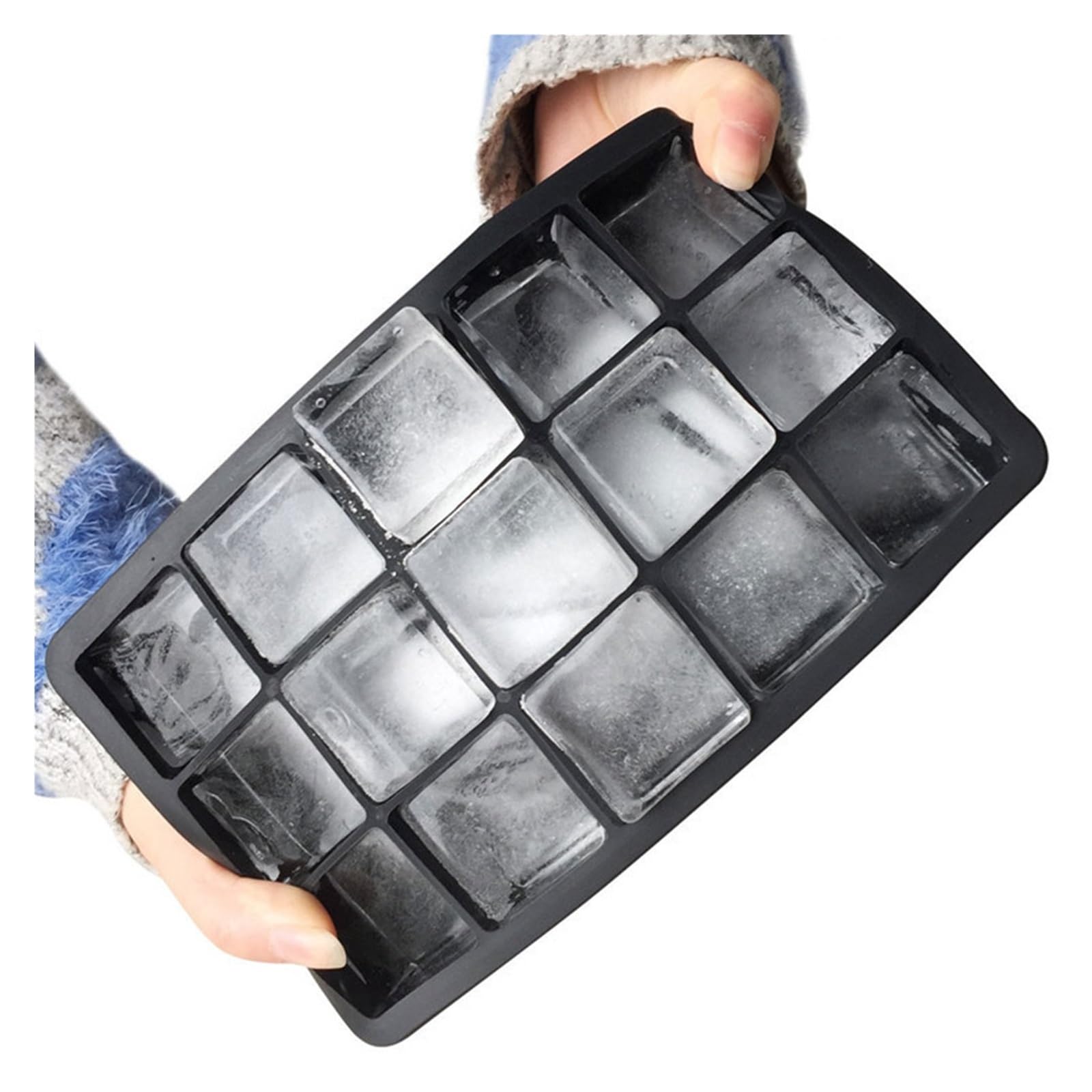 Vassoio per cubetti di Ghiaccio Silicone 15 Fori Cubo Grande Vassoio Quadrato Grande Stampo Stampo Accessori da Cucina (Color : Green)