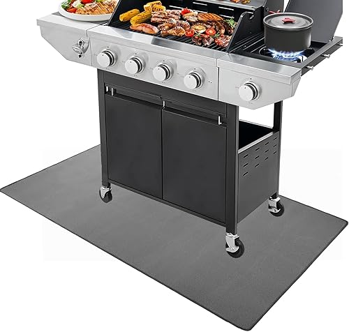 Tapete de barbacoa para parrilla al aire libre, 50 x 38 pulgadas, tapetes resistentes y gruesos debajo de la parrilla, protector de suelo