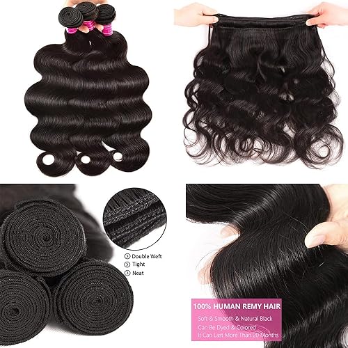 Miniatura 4 de Extensiones de cabello humano brasileño ondulado con cierre, 22, 24, 26 con 20 pulgadas, mechones de cabello humano con cierre, 100% sin procesar,