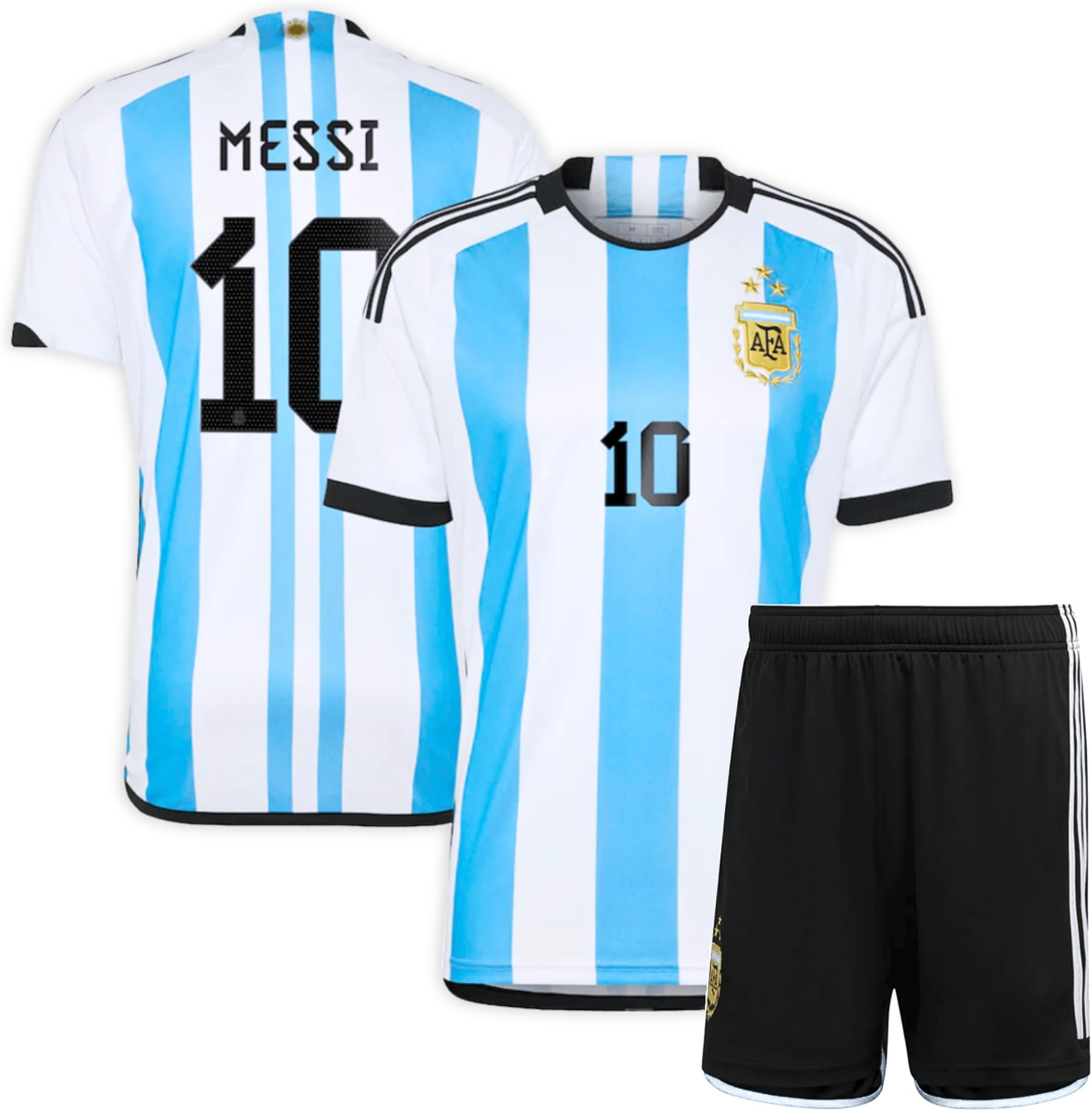 Magico Mercato® Messi Football Soccer Jersey for Kids - 3 Argentina Jersey kit for boys & Girls - Football Gift Tracksuits Costumes - Kids No #10 Messi jersey youth & Short