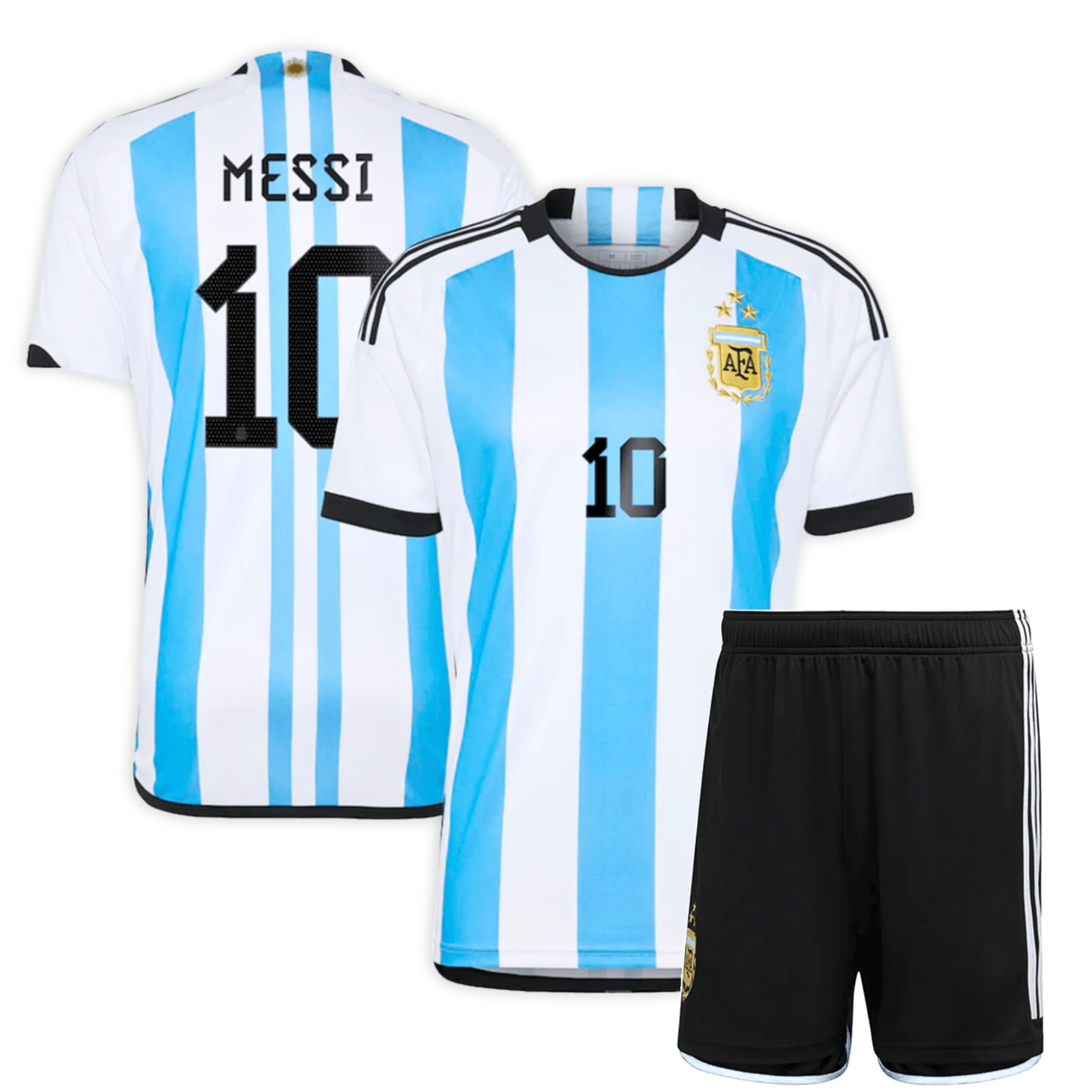 Magico Mercato® Messi Football Soccer Jersey for Kids - 3 Argentina Jersey kit for boys & Girls - Football Gift Tracksuits Costumes - Kids No #10 Messi jersey youth & Short