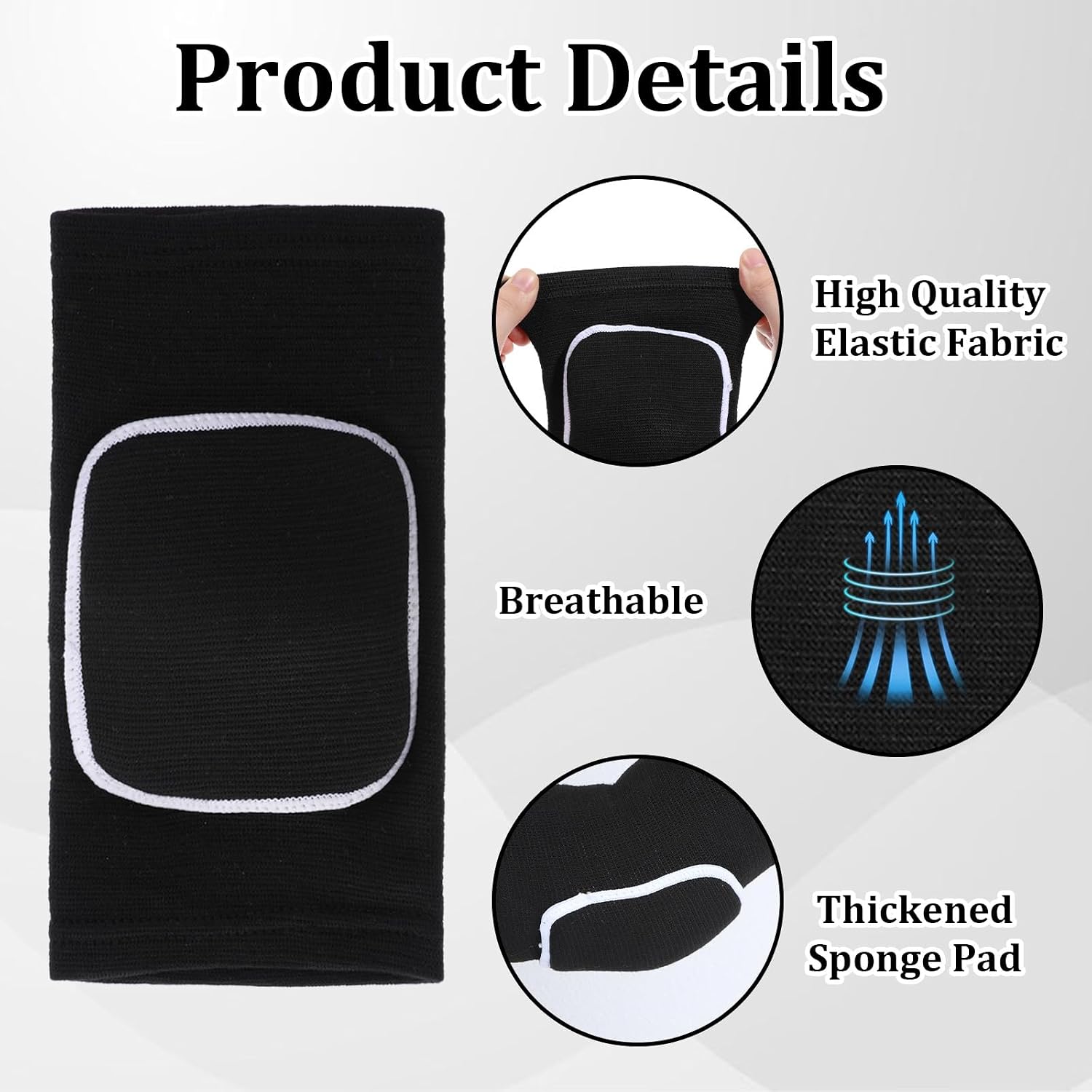 1 Pair Elbow Pads with Thicken Sponge Pad, Black Breathable Protective Volleyball Elbow Pads Fitness Arm Knee Protector Volleyball Sponge Support for Kids Men Women Elderly