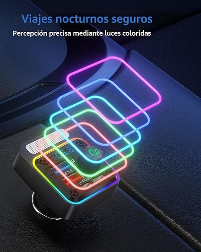 Miniatura 7 de Nulaxy Cargador adaptador de coche Bluetooth 5.3 de 54 W de carga rápida de 4 puertos PD36W y QC3.0 18W, transmisor FM de radio inalámbrico con