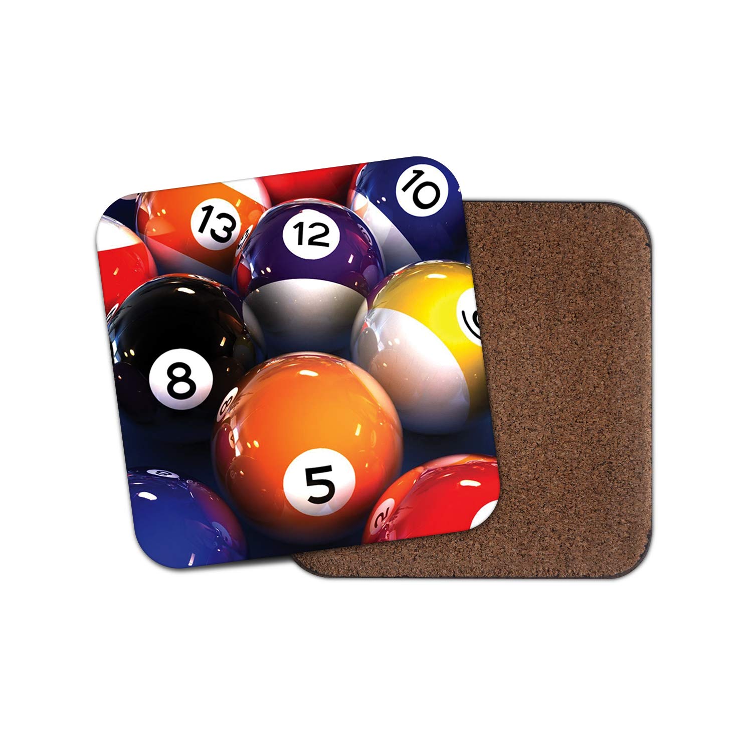 Destinationvinyl Multicolor 1 X Funky Pool Balls Coaster - Lucky 8 Ball Snooker Pub Dad Brother #13156
