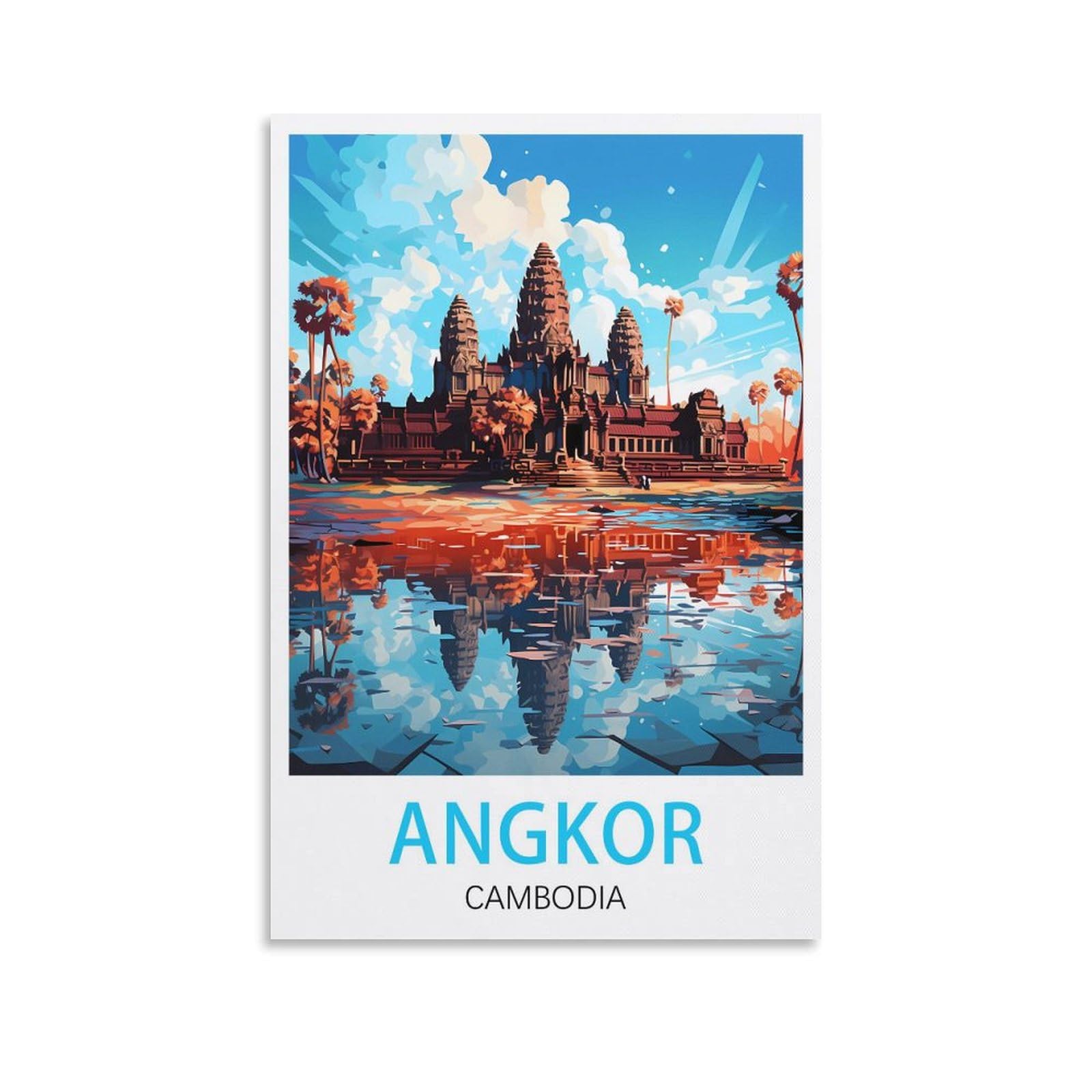 LNUYITR Angkor Cambodia Vintage Travel Posters 16x24inch(40x60cm) Canvas Art Posters And Wall Art Picture Prints Modern Home Bedroom Decor Posters, Unframe-style