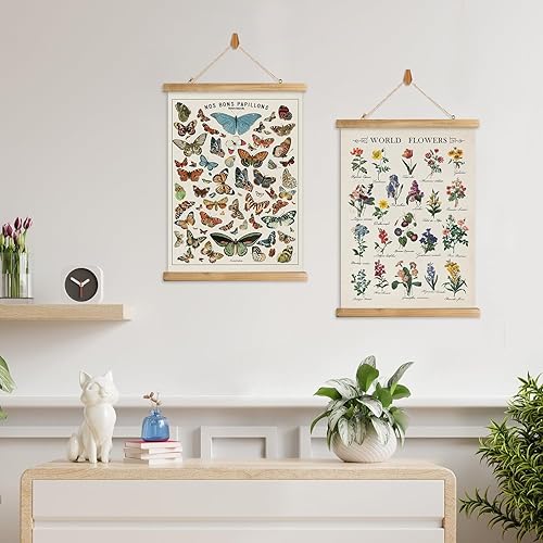 Miniatura 94 de XIAOAIKA Póster de botánica vintage con marco de madera, tabla de plantas venenosas antiguas, arte educativo botánico con especies peligrosas, 1