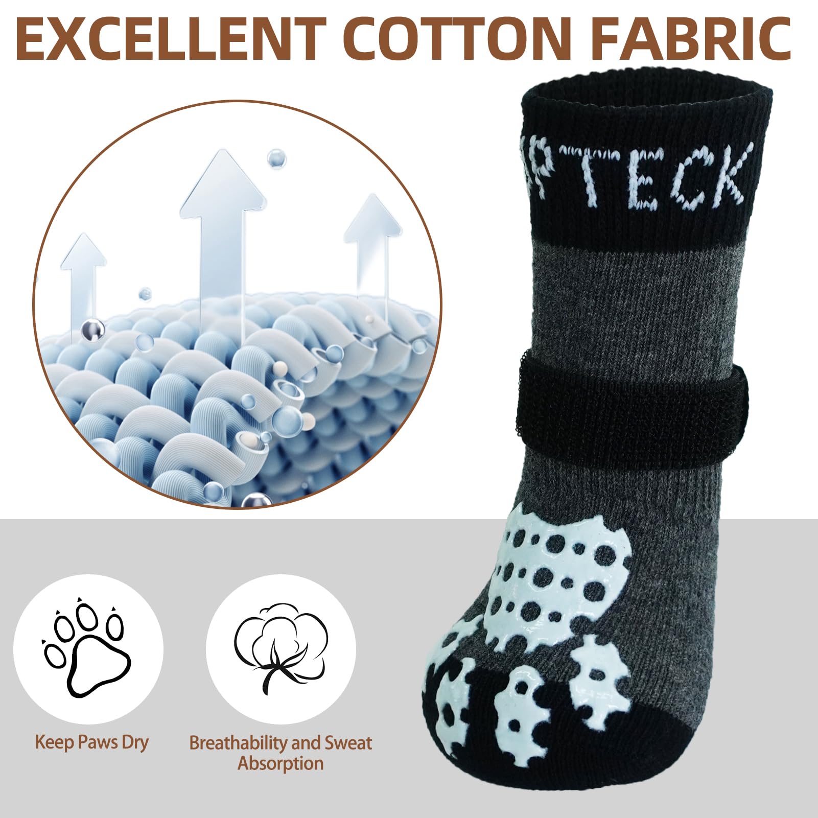 PUPTECK 2 works Anti-Slip Dog Socks Paws Stop Licking, Walking Boots for Injured Paws Hot Weather/Winter - Image 3