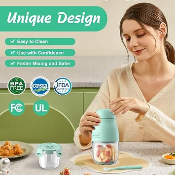 Baby Food Maker with Glass Cups & Freezer Tray, Compact Baby Processor for Smoothies, Hands-Free One-Touch, 230W Motor