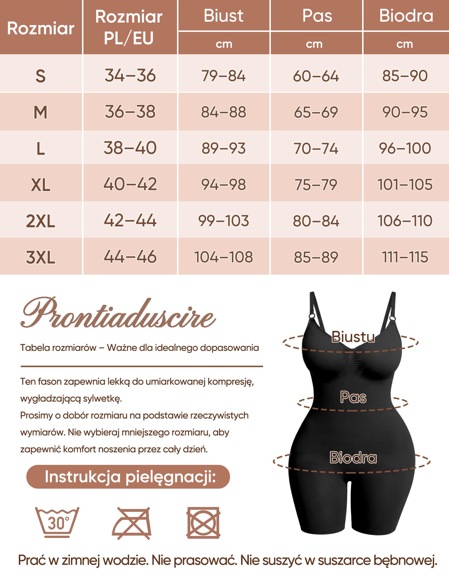 Damskie Body Shapewear Wyszczuplające Modelująca Brzuch | Mocna Kompresja, Korygująca Sylwetkę, Rozciągliwe, Podnoszące Pośladki, Oddychające, Regulowanymi Ramiączkami,